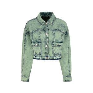 Designer MARKFAST Washed Denim Jacket with Hole Sleeves for Couples Summer Casual Loose Fit Cotton Short Outerwear