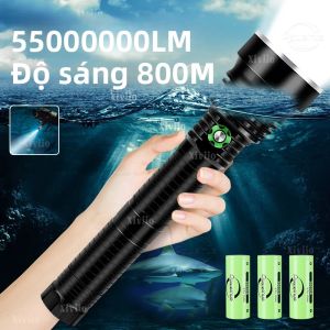 Mạnh Mẽ Nhất 5 * T40 Đèn Pin LED Lặn Chuyên Nghiệp Siêu Sáng Dưới Nước Đèn Pin Đèn Lặn Biển Đèn Lồng Chống Nước IPX8