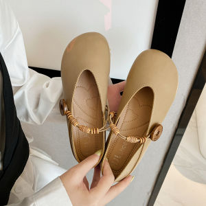 Comfortable Soft Leather Mary Jane Flat Shoes Womens Spring 2025 New Style Evening Gentle Flat Bottom Casual Retro Bean Shoes