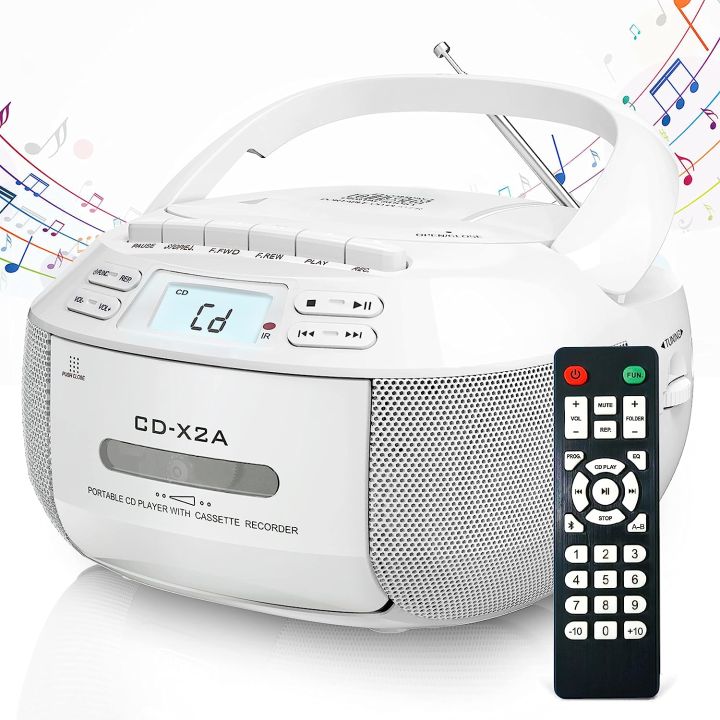 [Amazon product ]CD Player Boombox Cassette Player Combo with Bluetooth,AM/FM Radio,Stereo Sound