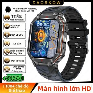 Đồng Hồ Thông Minh GPS 450mAh Mới 2026 Màn Hình 2.01 Hỗ Trợ Gọi Bluetooth Chống Nước IP68 Theo Dõi Thể Thao La Bàn Ngoài Trời Dành Cho Người Lớn Nam Nữ