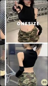 เสื้อครอปแขนกุดคอปีน 2 ข้าง สีดำ ปลอกแขนยาว 2 ข้าง