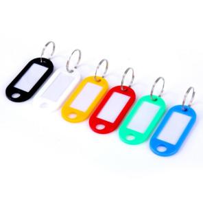 50PCS Plastic Key Tags ID Labels Baggage Luggage Name Token Hotel Number Classification Card Split Ring Keychain