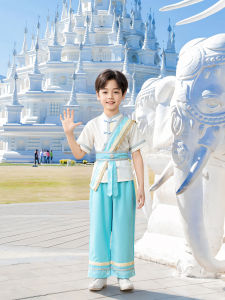 ชุดการแสดงเด็กน้ำหนักเบา สไตล์น่ารัก ชุดการแสดงนักเต้นชาติพันธุ์ไท ชุดการแสดงเด็กชายและเด็กหญิง