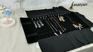 Wholesale Velvet Jewelry Storage Roll Bag Pendant Necklace Organizer Pouch Watch Bracelet Display Holder Travel Case Portable