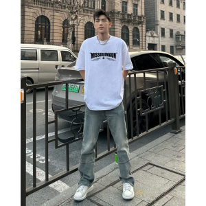 Summer 2025 Loose Fit Casual Cotton T-Shirt Mens Short Sleeve Printed Anti-Wrinkle Teenage Fashion Top American Trend Brand