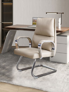 Genuine Leather Bow Chair Executive Office Computer Chair Home Study Room Conference Chair Luxury Design No Assembly Required