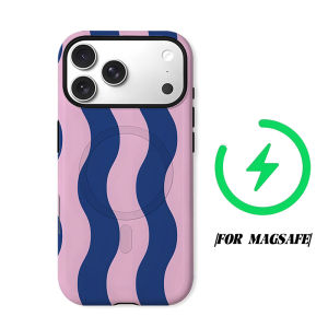 Blue Pink Wave Phone Case for iPhone 18 17 16 15 14 13 12 11 Air Pro Max Plus Double-layer Cover