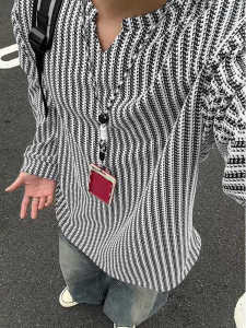 Áo Thun Dài Tay Cổ Chữ V Dáng Rộng Thường Ngày Cho Nam Nữ Mùa Thu Áo Lót Mềm Mại Thoải Mái Vải Polyester Dáng Rộng