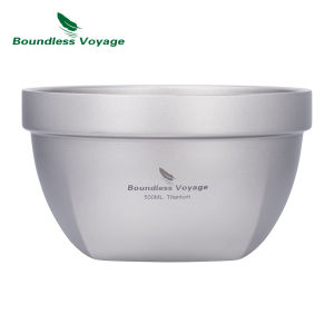 Boundless Voyage Titanium Bowl Double Walled Oatmeal Food Rice Soup Bowl Portable Outdoor Camping Tableware 1pcs Ti1161T
