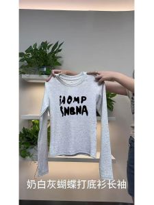 Áo Thun Nữ Dáng Ôm Dài Tay Cổ Tròn in Chữ Thiết Kế Cảm Giác Mùa Xuân Thu Ngắn