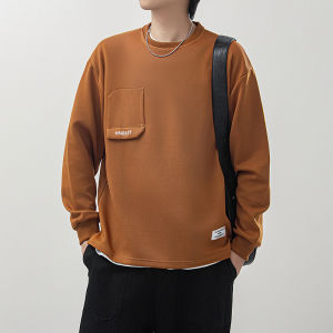 เสื้อฮู้ดคอกลมแขนยาวหลวมๆ ทรงบาง สำหรับผู้ชาย ฤดูใบไม้ผลิและฤดูใบไม้ร่วง ทรงหลวมๆ กระเป๋า ทรงหลวมๆ สำหรับคู่รัก