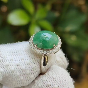 Wood 🌱 & Water 💧 Jadeite Ring (Sku: s925ring36)