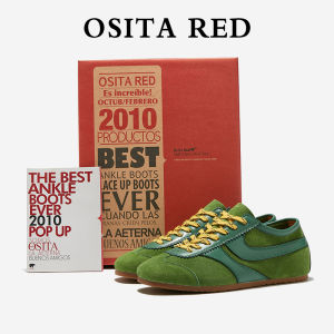Osita Red Retro Patchwork Color Block ฤดูร้อน Square Toe ลูกไม้ Up Suede หนัง เสื้อท่อนบน Laper Cowhide ลำลอง รองเท้า
