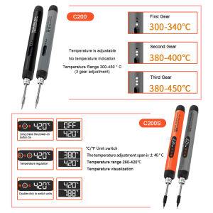 C200 USB Portable Electric Soldering Iron Kit Built-in Lithium Battery Three Adjustable Temperature Welding Tools KIT
