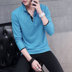 เสื้อยืดคอโปโลแขนยาวทรงหลวมสำหรับผู้ชาย ทรงหลวม ทรงปกติ ทรงหลวม เสื้อผ้าทำงาน ฤดูใบไม้ผลิและฤดูใบไม้ร่วง เสื้อผ้าทำงาน