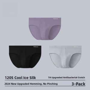 miiow | Mens Ice Silk Triangle Underwear Breathable Lightweight Antibacterial Summer Loose Fit Cooling Large Size Briefs MiiOW Brand