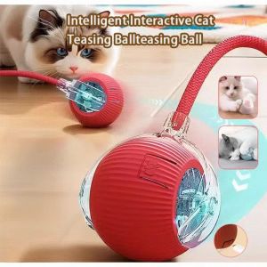 Version 2.0 Electric Interactive Cat Teaser Ball – Auto Return Automatic wake-up Colored lights Chaser Toy for Cats