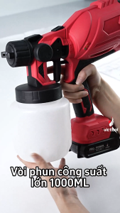 Máy phun sơn cầm tay pinmáy phun sơn điện 1000ml -3 chế độ phunphun sương mịn và đều