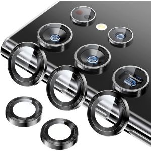 5PCs camera lens protectors for Samsung Galaxy S22 ultra S23 S24 ultra tempered glass metal camera ring cover film protective cap