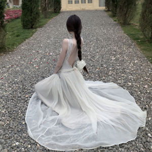 CHANGTONG | French Designer Elegant Backless Lace Dress