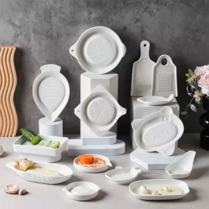 Đĩa Mài Gia Vị Sứ Trắng Cao Cấp – Nhiều Kiểu Dáng – Rãnh Thoát Nước – Phong Cách Nhật Bản