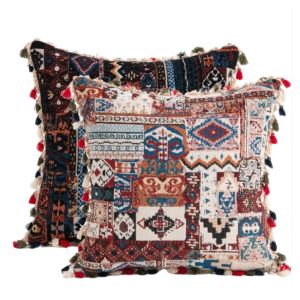 Embroidered Boho Throw Pillow Cover 45x45cm Luxury Tassels Décor Jacquard Cotton Linen Cushion Case Cozy Modern Gift Pillowcase