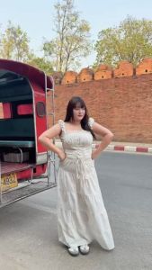 2 ชิ้น เสื้อ กระโปรง สาว อวบ กระโปรงยาว (38-52) พริ้วๆ สวยจึงมาก มีซับกัน โป๊ด้วย