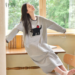 Long Cotton Sleep Dress for Spring and Autumn Long Sleeve 1pcs