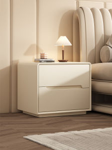 SAMEDREAM | Full Solid Wood Small Bedside Table Cream Luxury