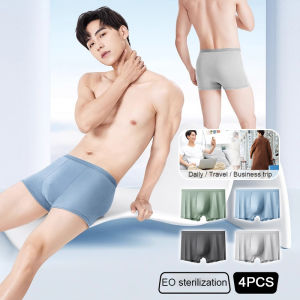 4PCS Mens Disposable Cotton Underwear Travel Wash Free Panties Portable Boxers Briefs EO Sterilize Plus Size M-4XL