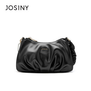 Josiny | Black Shoulder Crossbody Handbag Wrinkled Soft Leather Chain
