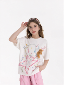 Sweet and Cool Printed 3D Bear Childrens Round-Neck Short-Sleeve T-Shirt