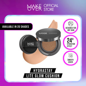 MAKE OVER Hydrastay Lite Glow Cushion 15 g - Cushion atau Foundation Compact untuk Dry Skin atau Kulit Kering BEST SELLER High Coverage Concealer Foundation Make Up Makeup