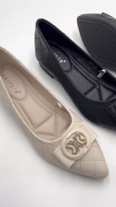 Laviola 4415 LST - Sepatu kerja wanita hak 2 cm Black & Beige