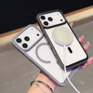 Ốp Lưng Trong Suốt Cứng Bằng Acrylic Cho iPhone 17/16/15/14/13/12 Pro Max Plus Tương Thích Với Sạc Không Dây Từ Tính Magsafe