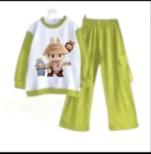 Setelan celana anak perempuan LABUBU frienship terbaru untuk usia 3-12 tahun viral kekinian