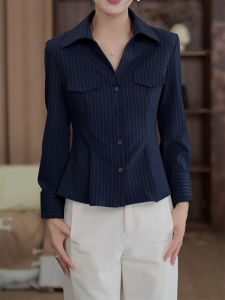 QINGNAER | Plus Size New Arrival Striped Long Sleeve Shirt