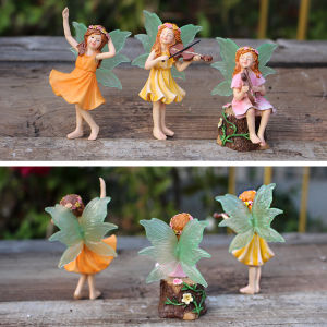 3 ชิ้น/เล่นเพลงดอกไม้ Fairy - Garden Courtyard Succulent เครื่องปั้นดินเผาตกแต่งงานฝีมือเรซิน - ชนบท Band ดอกไม้ Fairy