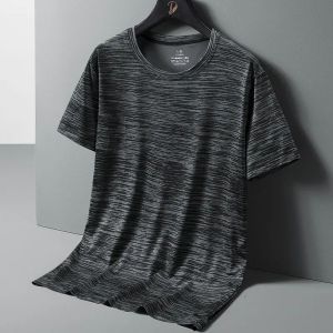 Áo Thun Nam Co Giãn Nhanh Khô Thể Thao Cổ Tròn Tay Ngắn Mùa Hè Thường Ngày Quần Áo Công Sở Phong Cách Hàn Quốc Chất Liệu Polyester