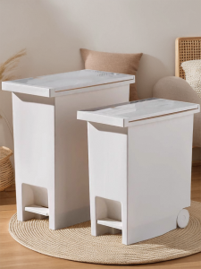 Japanese Style Foot Pedal Trash Can Kitchen Home Use with Lid Slow down Waste Bin Toilet Gap Paper Basket Long Cylinder Shape