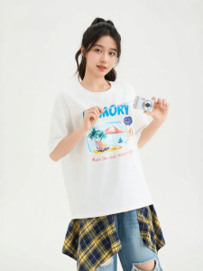 SANFU | High-end Cute Pattern Womens Short T-shirt