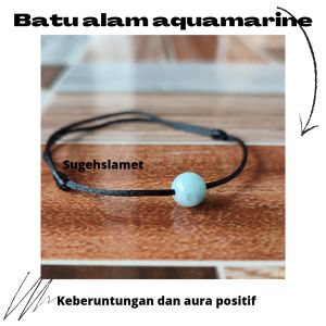 Gelang keberuntungan hitam polos aquamarine