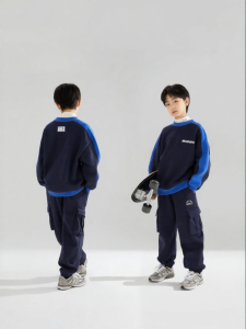 MUCMUKN | Boy Printed Round Neck Colorblock Raglan Sleeve Hoodie Padded for Autumn and Winter