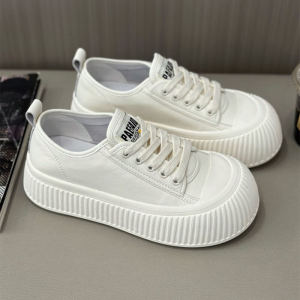 Hong Kong Sporty Thick Bottomed Leather Slip-On Womens Shoes Casual Cross-Tied Knot round Toe Flat Heel Rubber Soled Flats