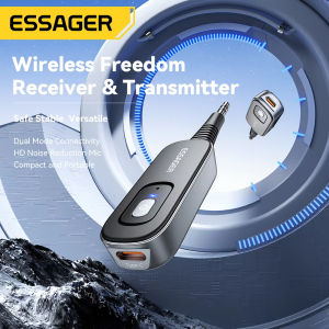 Essager 2-in-1 Bluetooth Audio Transceiver 5.3 3.5mm AUX Adapter Wireless Stereo Music for Car TV Earphone