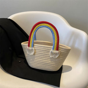 Túi Xách Nhỏ Hình Quả Bóng Cotton Thủ Công Dễ Thương Túi Đi Biển Túi Xách Nữ Túi Đeo Vai Thường Ngày Túi Xách Vải Canvas Phong Cách Hàn Quốc