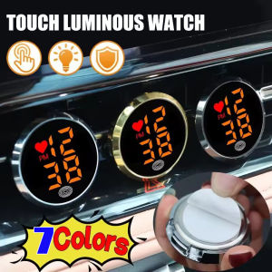 LED Digital Display Car Clock Ornament Touch Night Light Watch Steering Wheel Dashboard Decoration Alloy Clock Built-in Battery