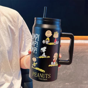 ขวดน้ำหุ้มฉนวนสแตนเลสความจุขนาดใหญ่แบบพกพาสำหรับใช้ในสำนักงานพร้อมหลอดสนูปปี้กระติกน้ำร้อน 1500 มลภาชนะบรรจุเครื่องดื่ม