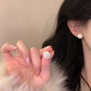 Elegant Pearl Stud Earrings Womens Fashion Jewelry Square Sugar Cats Eye Stone Unique Stylish Lightweight Luxury Sensation